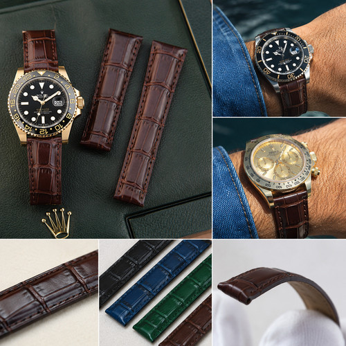 Crocodile grain leather strap - crocodile,